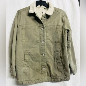 STOOSH Vintage Denim Men Sherpa Interior 4 Front Pockets Botton Down Jacket M